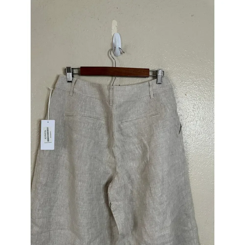 Reformation Asher Linen Low Rise Pant in Oatmeal Womans 8 NWT